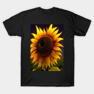 SINGLE STYLISH SUNFLOWER DARK BACKGROUND T-Shirt